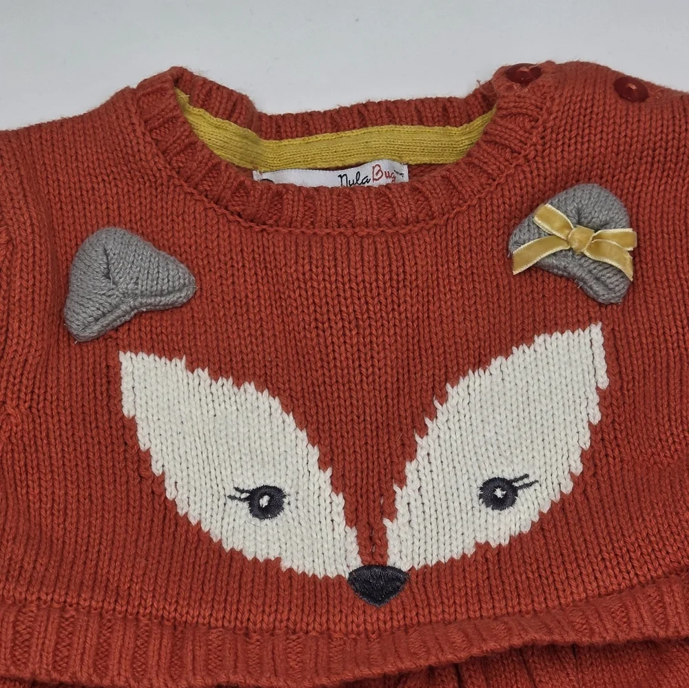 Nula Bug Fall Fox sweater dress size 3T